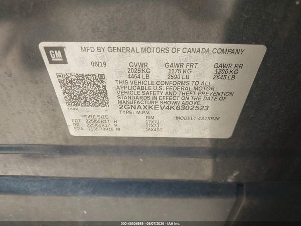 2019 CHEVROLET EQUINOX LT — I9