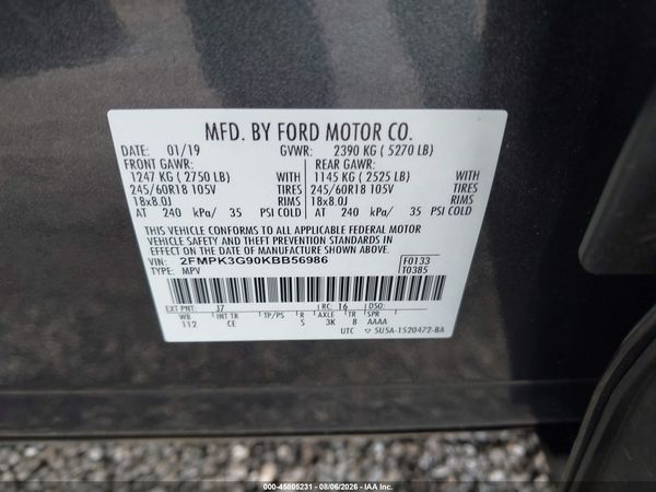 2019 FORD EDGE SE — I9