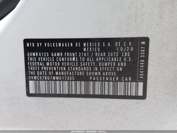 2021 VOLKSWAGEN JETTA 1.4T R-LINE/1.4T SE/S — I9