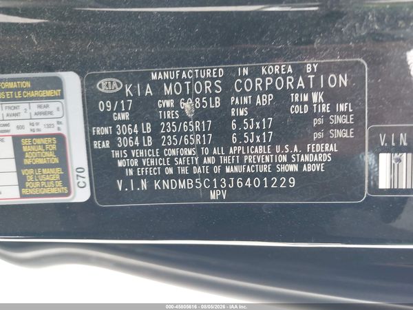 2018 KIA SEDONA LX