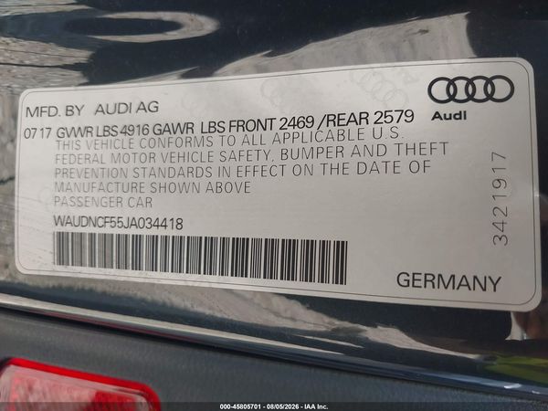 2018 AUDI A5 2.0T PREMIUM