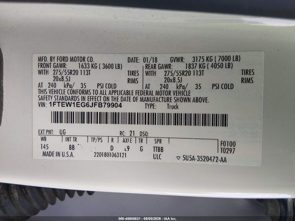 2018 FORD F-150 PLATINUM