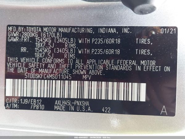 2021 TOYOTA SIENNA XSE