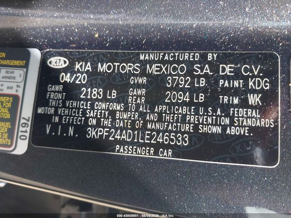 2020 KIA FORTE LXS