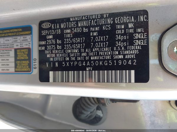 2019 KIA SORENTO 3.3L LX