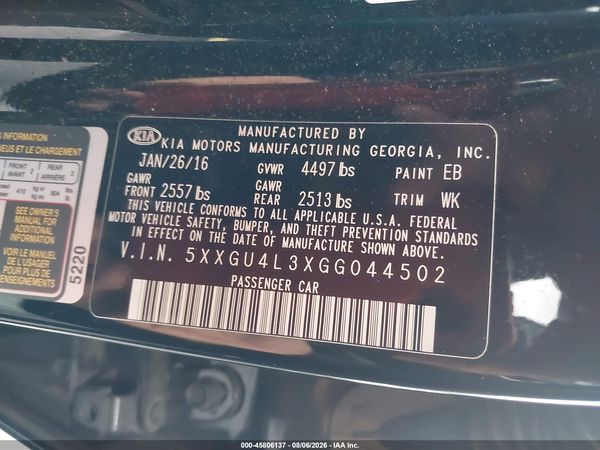 2016 KIA OPTIMA EX