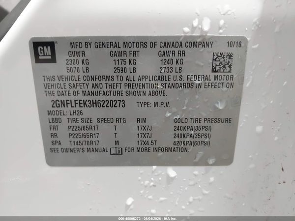 2017 CHEVROLET EQUINOX LT — I9