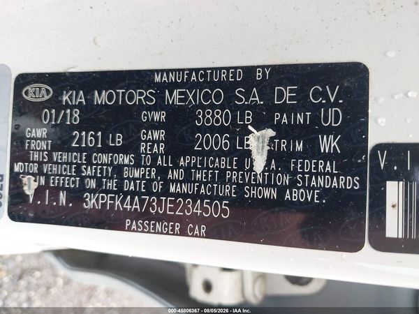 2018 KIA FORTE LX