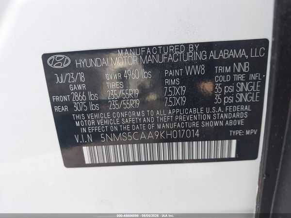 2019 HYUNDAI SANTA FE ULTIMATE 2.0T