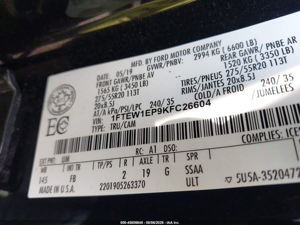 2019 FORD F-150 XLT