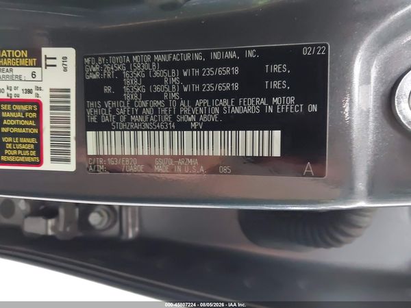 2022 TOYOTA HIGHLANDER XLE