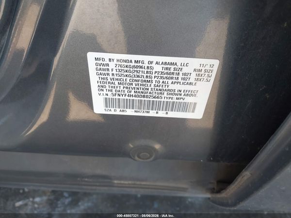 2013 HONDA PILOT EX