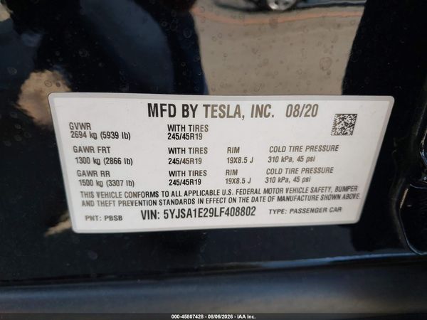 2020 TESLA MODEL S