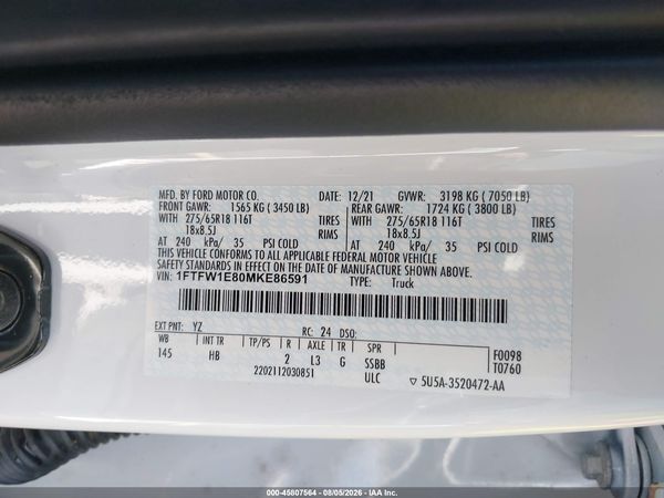2021 FORD F-150 LARIAT
