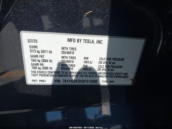2025 TESLA MODEL Y
