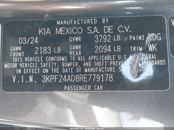 2024 KIA FORTE LXS