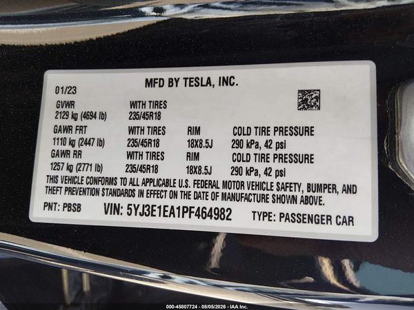2023 TESLA MODEL 3 REAR-WHEEL DRIVE