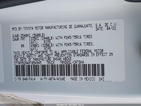 2022 TOYOTA TACOMA SR