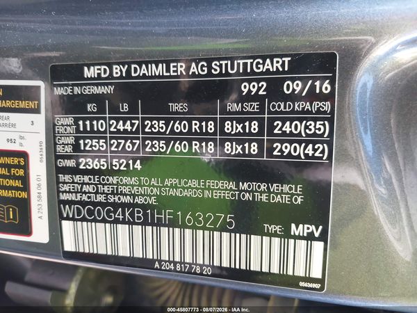 2017 MERCEDES-BENZ GLC 300 4MATIC