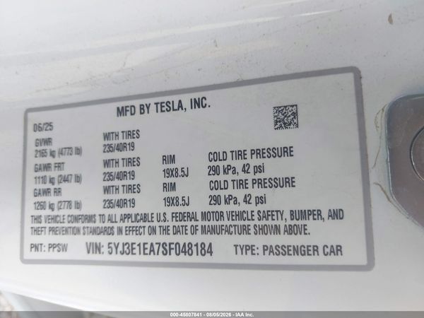 2025 TESLA MODEL 3
