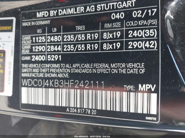 2017 MERCEDES-BENZ GLC 300 COUPE 4MATIC