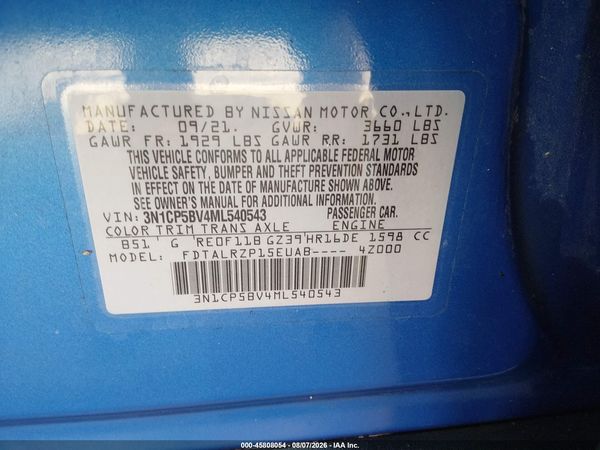 2021 NISSAN KICKS S XTRONIC CVT