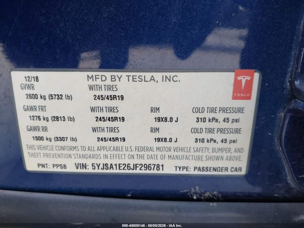 2018 TESLA MODEL S 100D/75D/P100D