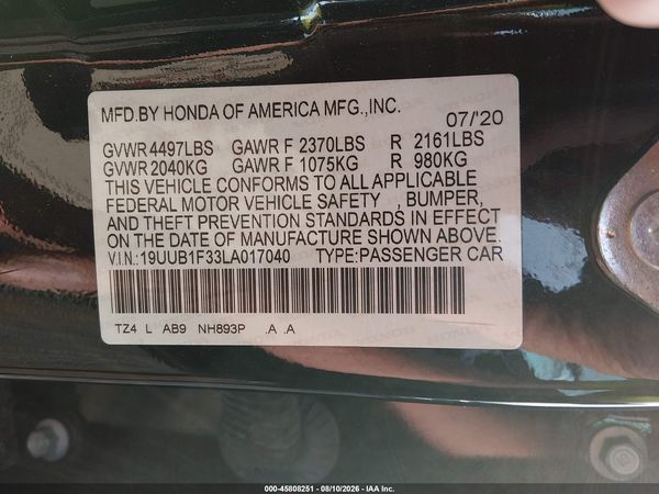 2020 ACURA TLX STANDARD