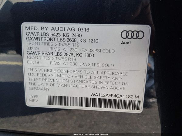 2016 AUDI Q5 2.0T PREMIUM