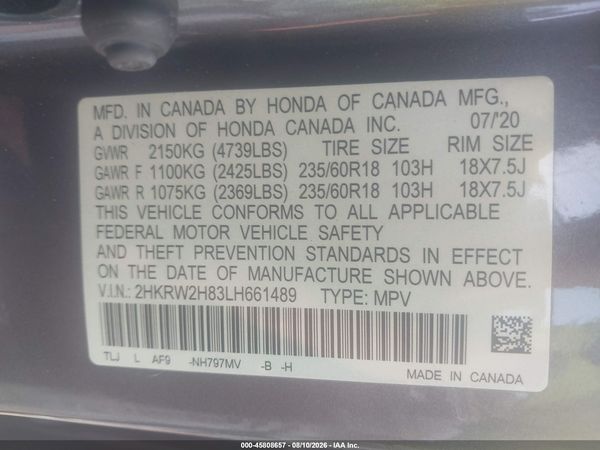 2020 HONDA CR-V AWD EX-L