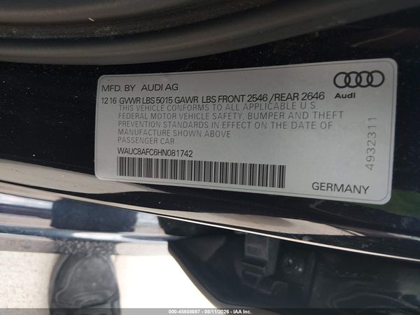 2017 AUDI A6 PREMIUM