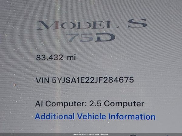 2018 TESLA MODEL S 100D/75D/P100D