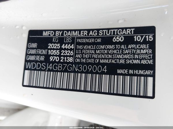 2016 MERCEDES-BENZ CLA 250 4MATIC