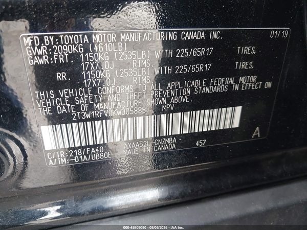 2019 TOYOTA RAV4 XLE