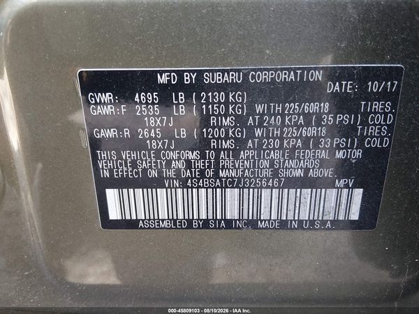 2018 SUBARU OUTBACK 2.5I TOURING