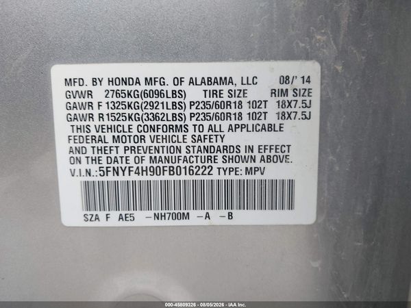 2015 HONDA PILOT TOURING