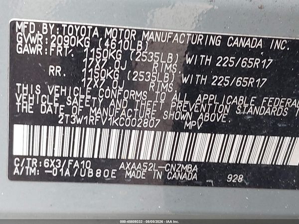 2019 TOYOTA RAV4 XLE