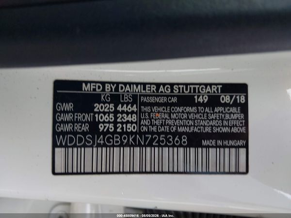 2019 MERCEDES-BENZ CLA 250 4MATIC