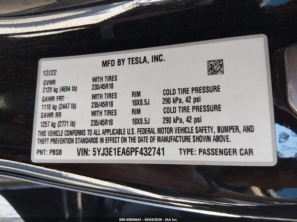 2023 TESLA MODEL 3 REAR-WHEEL DRIVE