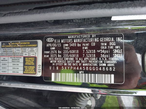 2016 KIA SORENTO 3.3L EX