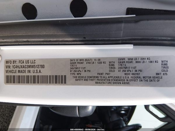 2021 JEEP WRANGLER SPORT S 4X4