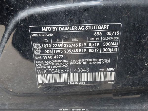 2015 MERCEDES-BENZ GLA 250 GLA250