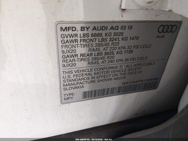 2018 AUDI Q7 3.0T PREMIUM