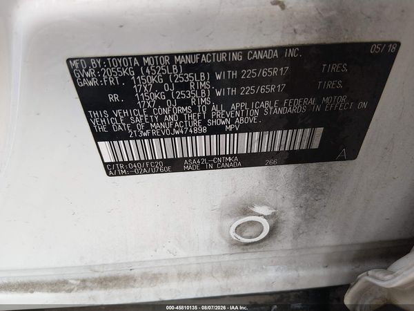 2018 TOYOTA RAV4 XLE