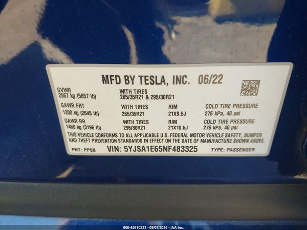 2022 TESLA MODEL S