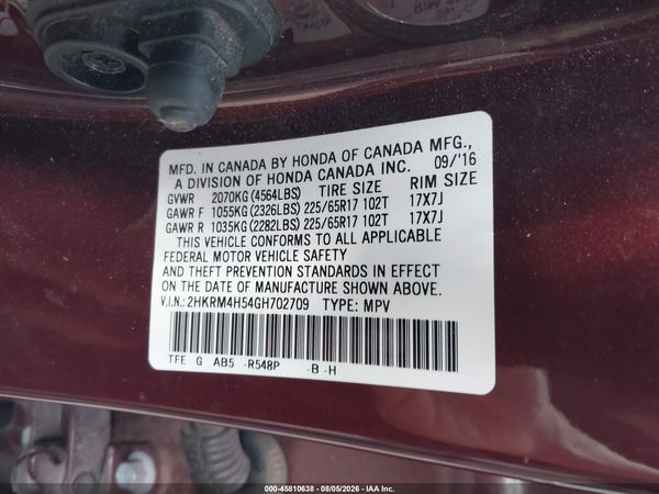 2016 HONDA CR-V EX