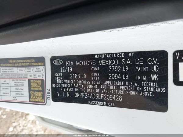 2020 KIA FORTE LXS