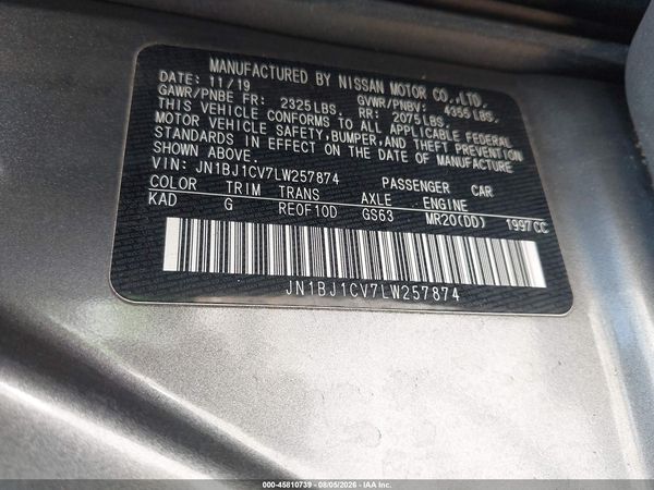 2020 NISSAN ROGUE SPORT SV FWD XTRONIC CVT