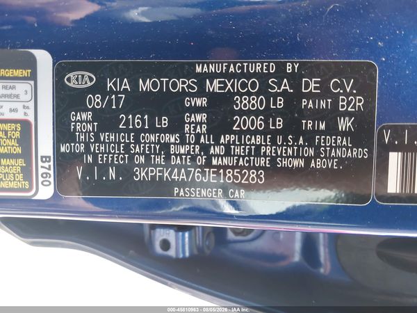 2018 KIA FORTE LX
