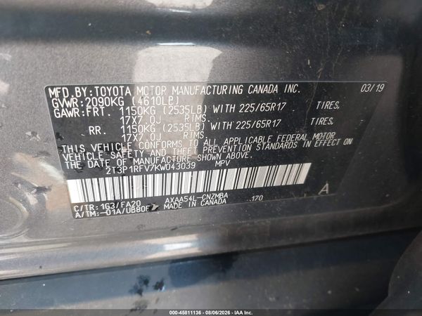 2019 TOYOTA RAV4 XLE